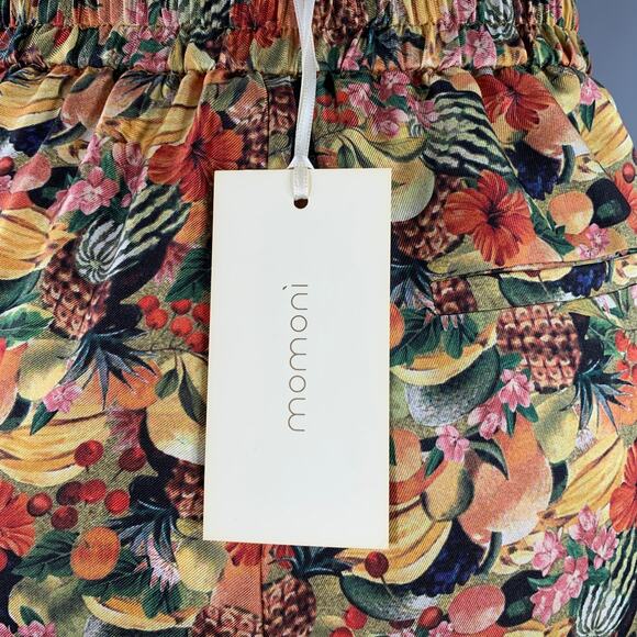 MOMONI Size M Multi Color Silk Fruits Elastic Waistband Casual Pants - Picture 4 of 8